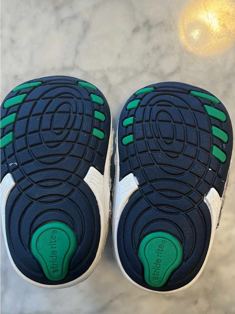 Stride Rite White, Gray & Black Toddler Sneakers with Green Accents